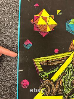 VINTAGE 1968 BLACKLIGHT Poster STARS By M. C. ESCHER 21x 26 Iguana Lizards