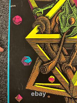 VINTAGE 1968 BLACKLIGHT Poster STARS By M. C. ESCHER 21x 26 Iguana Lizards