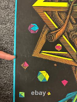 VINTAGE 1968 BLACKLIGHT Poster STARS By M. C. ESCHER 21x 26 Iguana Lizards