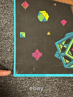 VINTAGE 1968 BLACKLIGHT Poster STARS By M. C. ESCHER 21x 26 Iguana Lizards