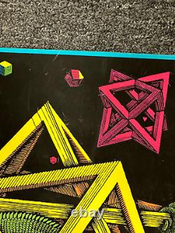 VINTAGE 1968 BLACKLIGHT Poster STARS By M. C. ESCHER 21x 26 Iguana Lizards