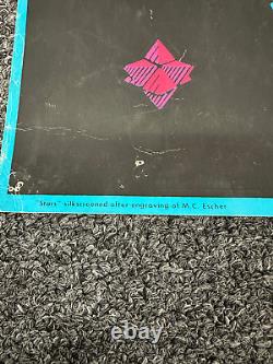 VINTAGE 1968 BLACKLIGHT Poster STARS By M. C. ESCHER 21x 26 Iguana Lizards