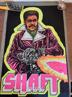 VINTAGE 1973 SHAFT BLACKLIGHT POSTER 22x34.5