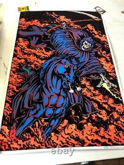 VINTAGE BLACKLIGHT POSTER #1603 Attack 1986 Scorpio Posters Inc. Reaper Horse