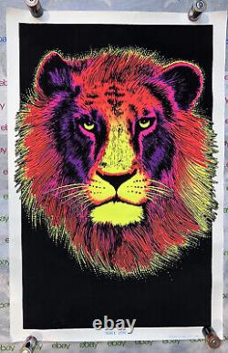 VINTAGE BLACKLIGHT POSTER #974 Noble Lion 1982 AA Graphics Funky Enterprises