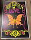 Vintage Blacklight Poster Butterfly Of Love Brady Bunch 1969 Relic Non Flocked