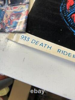 VINTAGE BLACKLIGHT POSTER Death Rider 933 Grim Reaper Skull and Fire Breathing