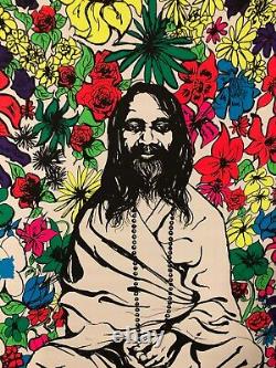 VINTAGE BLACKLIGHT POSTER Maharishi Flowers Love Poster Prints Hippie Peace