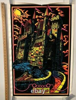 VINTAGE BLACKLIGHT POSTER Medieval Days Castle With Mote Fantasy LALO