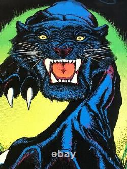 VINTAGE BLACKLIGHT POSTER Night Beath 1981 Rare True vintage Panther/Jaguar Claw