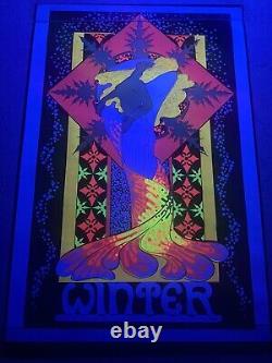 VINTAGE BLACKLIGHT POSTER Rare Winter 1970 Funky Features NOS