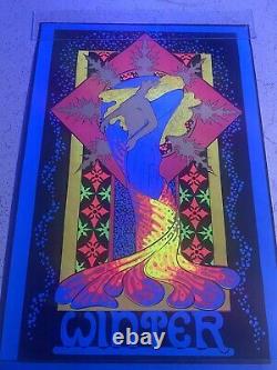 VINTAGE BLACKLIGHT POSTER Rare Winter 1970 Funky Features NOS