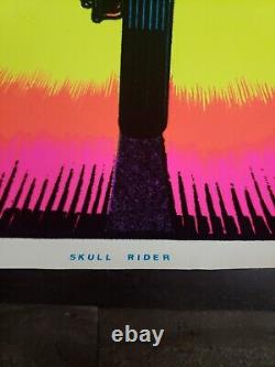 VINTAGE BLACKLIGHT POSTER SKULL RIDER Super RARE 1984 Motorcycle Badass SICK