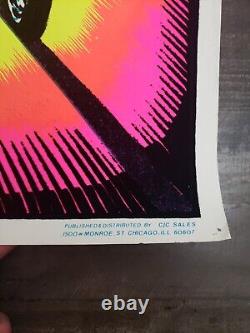 VINTAGE BLACKLIGHT POSTER SKULL RIDER Super RARE 1984 Motorcycle Badass SICK