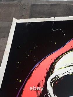 VINTAGE BLACKLIGHT POSTER SKULL RIDER Super RARE 1984 Motorcycle Badass SICK