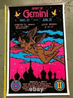 VINTAGE BLACKLIGHT POSTER Spirit Of Gemini 1976 #607 Funky Enterprises Inc
