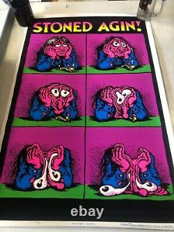 VINTAGE BLACKLIGHT POSTER Stoned Agin! 1971 R. Crumb Stoner Classic Marijuana