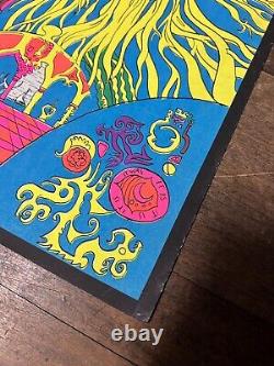 VINTAGE BLACKLIGHT POSTER Waves 1971 Sausalito Hippies Neon Couple In Love