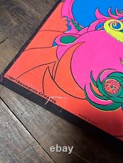 VINTAGE BLACKLIGHT POSTER Waves 1971 Sausalito Hippies Neon Couple In Love
