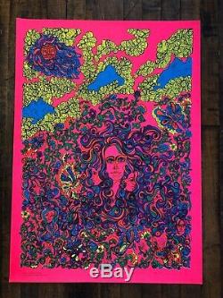 VINTAGE BLACK LIGHT POSTER SWEET CREAM LADIES 1969 NOS Psychedelic Pinup Collage