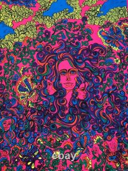 VINTAGE BLACK LIGHT POSTER SWEET CREAM LADIES 1969 NOS Psychedelic Pinup Collage