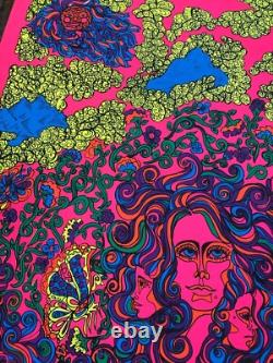 VINTAGE BLACK LIGHT POSTER SWEET CREAM LADIES 1969 NOS Psychedelic Pinup Collage