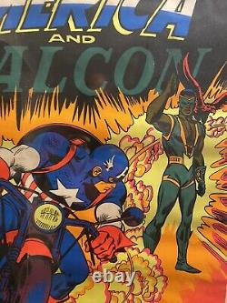 VINTAGE Captain America and Falcon Marvel THIRD EYE Black Light Poster 1971
