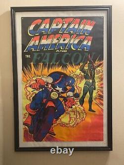 VINTAGE Captain America and Falcon Marvel THIRD EYE Black Light Poster 1971