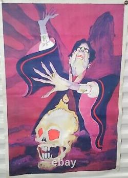 VINTAGE Ideal Toy Corp Vinyl Blacklight Poster Vampire & Skull 36x24 RARE 1972