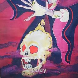 VINTAGE Ideal Toy Corp Vinyl Blacklight Poster Vampire & Skull 36x24 RARE 1972