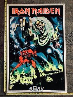 VINTAGE Iron Maiden Number Of The Beast 1983 Black Light Poster 23x35 #802