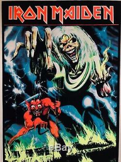 VINTAGE Iron Maiden Number Of The Beast 1983 Black Light Poster 23x35 #802