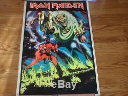 VINTAGE Iron Maiden Number Of The Beast Black Light Poster 23x35