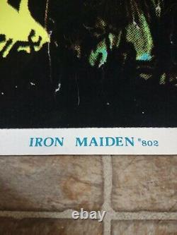 VINTAGE Iron Maiden Number Of The Beast Felt Black Light Poster 1983 Heavy Metal