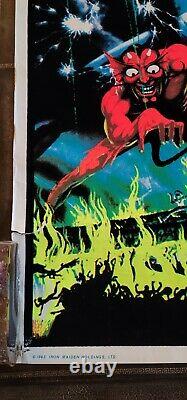 VINTAGE Iron Maiden Number Of The Beast Felt Black Light Poster 1983 Heavy Metal