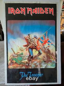 VINTAGE Iron Maiden The Trooper Felt Black Light Poster 1984 rare funky #806