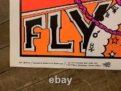 VINTAGE Non Flocked Blacklight Poster Fly United 1960's Yellow Unicorn Hippies