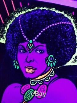 VINTAGE RARE! 1970s AMAZING NAKED BLACK WOMEN PANTHER BLACKLIGHT POSTER AFRO