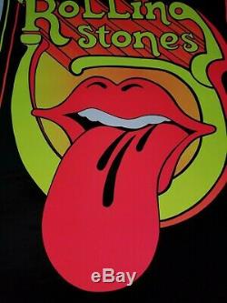 VINTAGE Rolling Stones FELT BLACK LIGHT Poster JUST OPENED FOR PICTURE