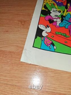 VINTAGE WALLY WOOD DISNEY ORGY PARADOY BLACKLIGHT NEON POSTER 1967 23x35