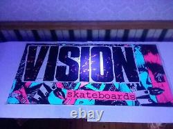VISION SKATEBOARDS Rare Huge Blacklight banner/poster Vintage mid 80s PUNK