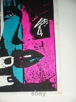 VISION SKATEBOARDS Rare Huge Blacklight banner/poster Vintage mid 80s PUNK