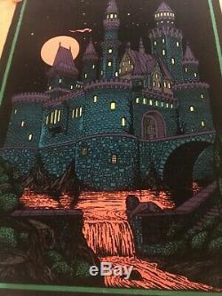 VIntage Black Light POSTER Castle Haunted Mansion 21 By 33