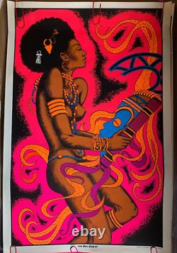 VOO DOO DANCER VINTAGE 1970's HEADSHOP BLACKLIGHT POSTER By AA SALES -NICE