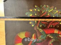 VTG 1970s Dragon Black light Poster Psychedelic MC Escher 29x22