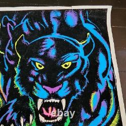 VTG 1970s'King of the Night' Poster #1604 Black Light Panther Jungle Cat Velvet