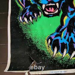 VTG 1970s'King of the Night' Poster #1604 Black Light Panther Jungle Cat Velvet