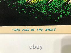 VTG 1970s'King of the Night' Poster #1604 Black Light Panther Jungle Cat Velvet