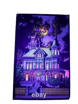 VTG 1970s Western Graphics Ominous Mansion Velvet Blacklight Poster 33x21