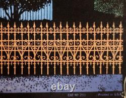 VTG 1970s Western Graphics Ominous Mansion Velvet Blacklight Poster 33x21